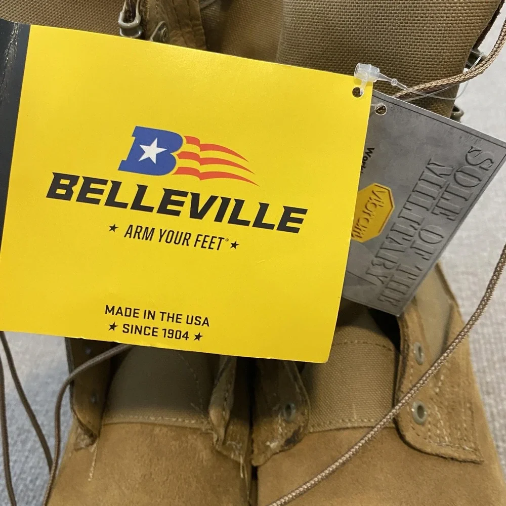 Belleville Combat Boots Mens Size 13.5 R Brown Suede Army Hot Weather Vibram NWT